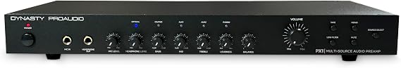 Dynasty ProAudio PX1 Home Audio Stereo Preamplifier with Phono RIAA, Optical & RCA Inputs Low Noise Hi-Fi Preamp for Turntable, TV & Power Amplifier Bass/Treble Control, Sub Out