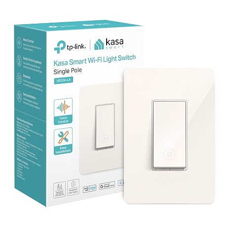 Kasa Smart Light Switch, Single Pole, Need Neutral Wire, HS200-LA