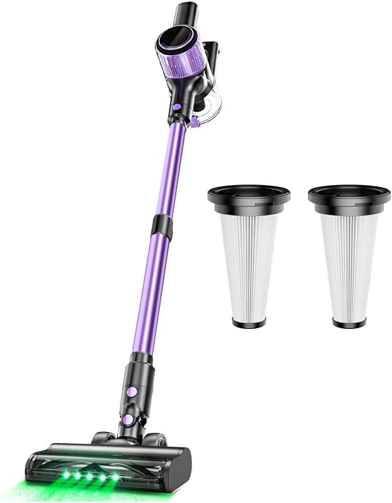 OIRFND Cordless Vacuum Cleaner, 10 in 1 Powerful Suction Lightweight Vacuum Cleaner, Purple + Extra HEPA*2 Filters
