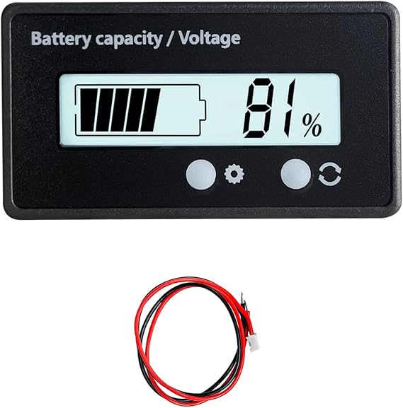 Dickno 12V 24V 36V 48V 60V 72V 84V Golf Cart Battery Meter, Battery Capacity Indicator with LCD Display Backlight, Waterproof Monitor Gauge Digital Voltmeter Tester for Car Golf Cart (White)