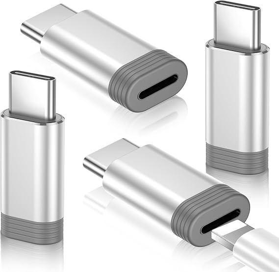Not for Audio/OTG [4 Pack Lightning to USB C Adapter]-Silver | for iPhone 15/16/17 Pro/17 Pro Max,for iPhone 17/16 Charger,17/16 Accessories,Fast Charging & Data Transfer