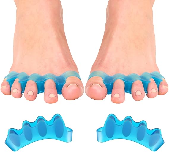 Toe Spacers(1 Pair), Gel Toe Separators to Correct Toes, Bunion Corrector for Women Men Toe Spacer Hammer Toe Straightener Toe Stretcher Big Toe Separators (Blue)