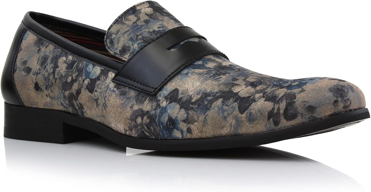 Ferro Aldo Men's Classic Penny Loafers & Slip-On Dress Shoes | Woven, Floral, and Plaid Styles |