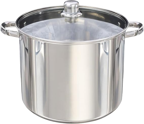 Buckingham Deep Induction Stock Pot with Glass Lid Premium Stainless Steel Multipurpose Large Cooking Pot for Soups Stews (13.5 Litre)