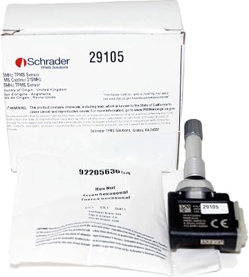 Schrader 29105 Clamp-in Fixed Angle ver 1 315MHz Compatible with Various Hyundai, Kia and Toyota Models TRW