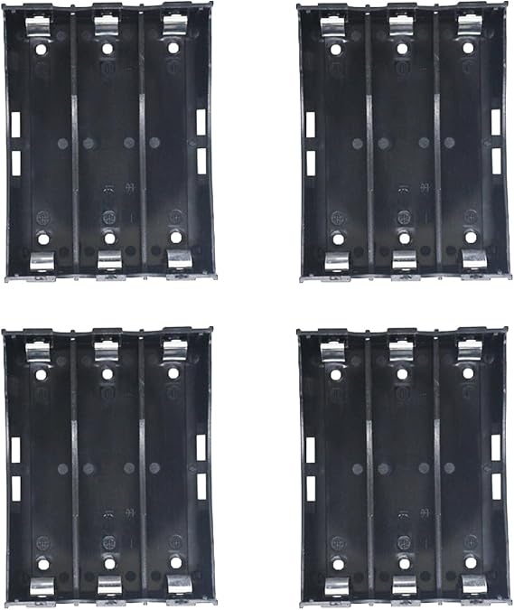 18650 Battery Holder,4pcs 3 Slots X 3.7V 18650 Battery Storage Box Plastic DIY Battery Storage Box with Pin for DIY Parallel or Series Circuit PCB Projects