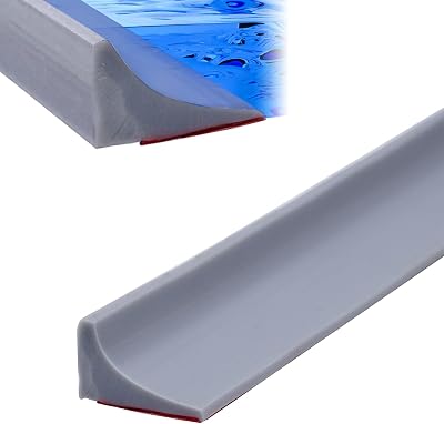 6FT Collapsible Shower Water Dam, Shower Threshold Water Stopper Barrier and Retention System and Keeps Water Inside Threshold Dry and Wet Separation Grey