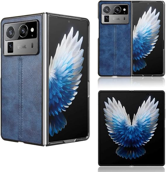 Case Compatible with Tecno Phantom V Fold2 [PU Leather texture][PU+PC+TPU] 3 in 1 Camera Protection Cover Blue