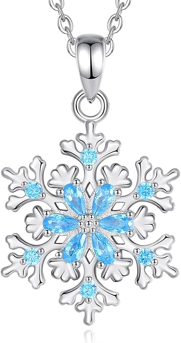Vito 925 Sterling Silver Snowflake Pendant Necklace for Women