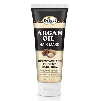 Difeel Argan Oil Hair Mask, 8 oz - Deep Conditioning Hair Treatment for Dry, Color Treated Hair - Helps Repair, Moisturize, and Prevent Frizz