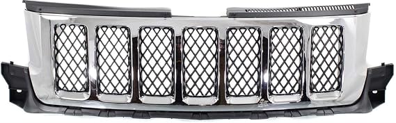 Evan Fischer Grille Assembly Compatible with 2011-2013 Jeep Grand Cherokee Chrome Shell/Painted Black Insert Code MFZ Overland Model