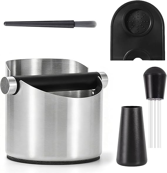 Coffee Knock Box, Large Stainless Steel Coffee Grounds Bin