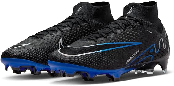 NIKE Men's Zoom Superfly 9 Elite Fg High, Black Chrome Hyper Royal, 9.5 US