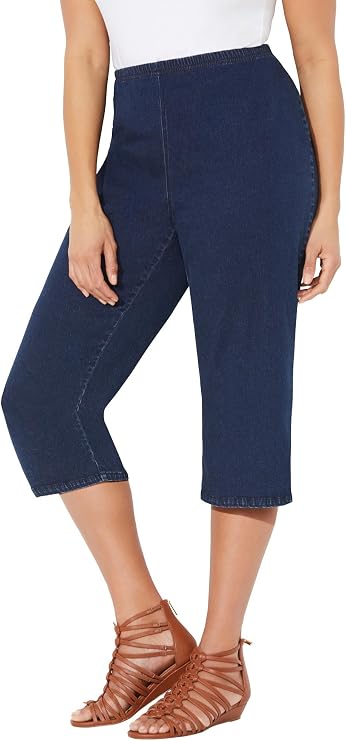 Catherines Women's Plus Size Everyday Denim Pull-On Capri