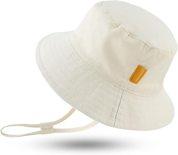 JANGANNSA Cotton Baby Sun Hat Infant Toddler Boys Girls Bucket Hats Summer Sun Protection Kids Beach Caps