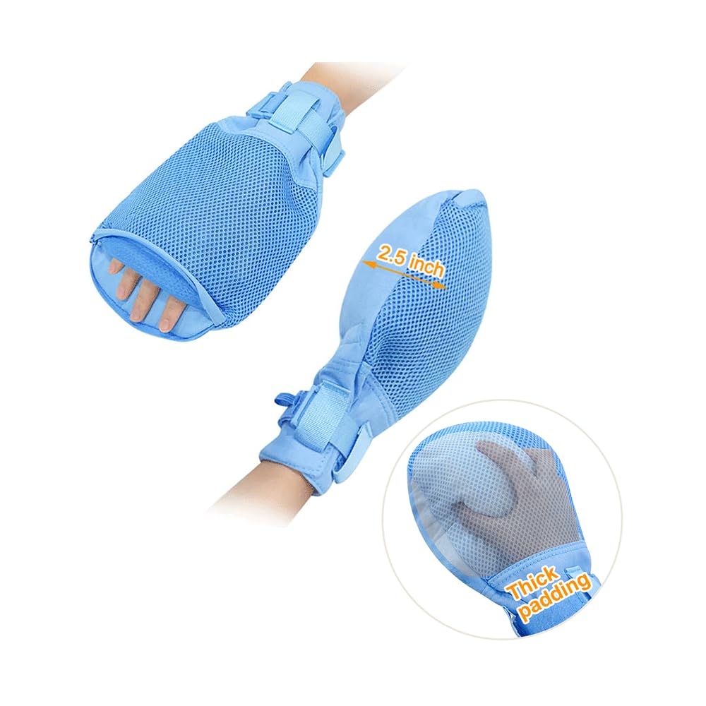 Dementia Gloves Bed Restraints for Elderly Patients Hospital Safety Mittens Anti Scratch Adults Prevent Skin Picking Caregiver Mitt Hand Straps Contral Alzheimer Autism Product Thickened 1 Pair
