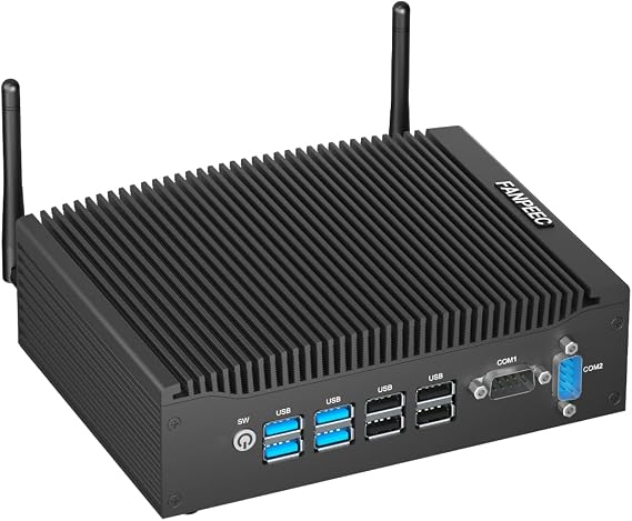 FANPEEC Fanless Mini PC Industrial Core i5-8350U 16GB DDR4 256GB M.2 SSD