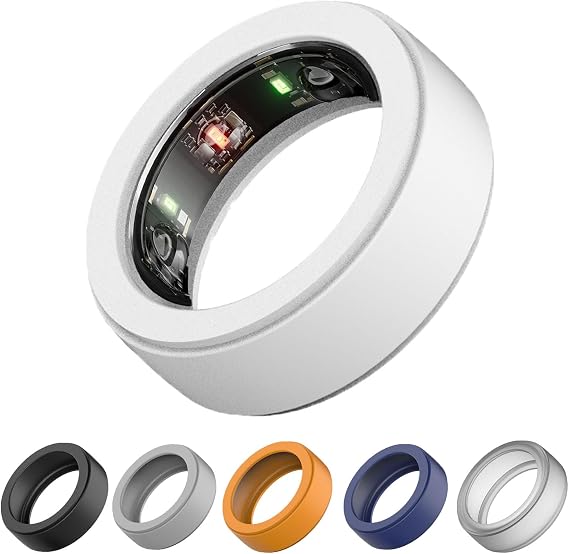 3 Pack Silicone Ring Cover for Oura Gen 4 Gen 3 Samsung Galaxy Anti-Scratch Elastic Silicone Smart Ring Case Protector for Men Women Gym Workout White