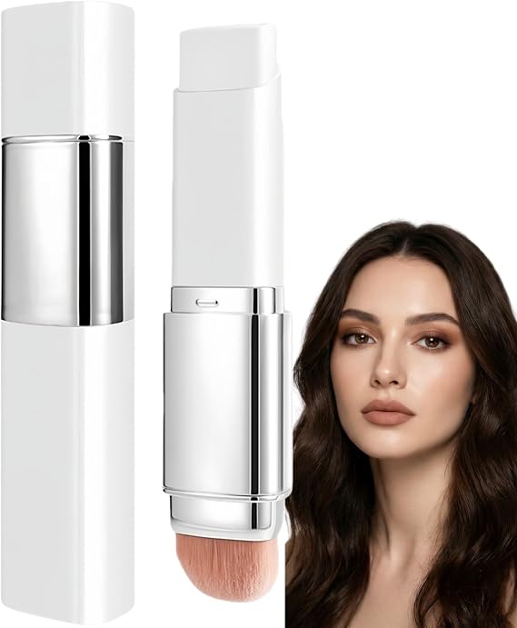 2-in-1 Colour Changing Foundation Stick with Built-in Brush,Full Coverage Hydrating White Foundation,Korean Cream Stick,Lightweight Waterproof Makeup,Adaptive Skin Tone,Long-Lasting(Deep skin)