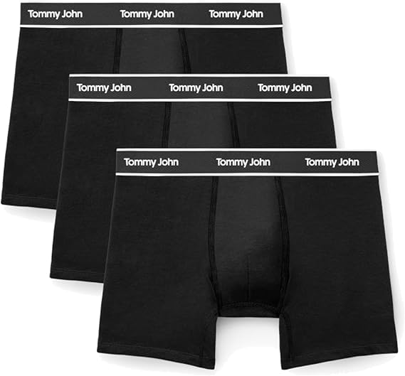 Tommy John Men's Essential Cool Cotton Stretch Boxer Brief Underwear - 6" 3-Pack, Breathable, Moisture-Wicking, Support Pouch
