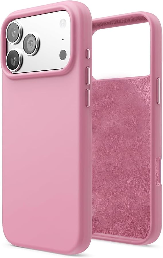 Apple iPhone 17 Pro Max Uyumlu İçi Kadife Lansman Silikon Kılıf Kapak Geniş Kamera Koruması Darbe Emici Şık ve Dayanıklı Telefon Aksesuarı (Pembe)
