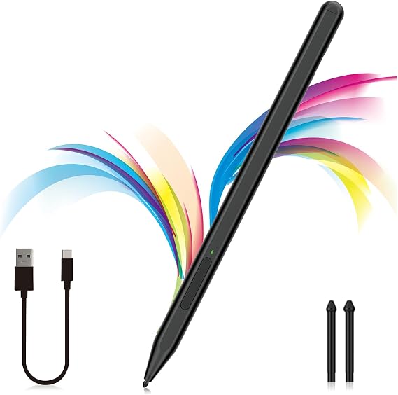 Stylus Pen for Microsoft Surface Pro 11/10/9/8/X/7+/6/5/4/3, Surface Go 4/3/2/1, Surface Laptop1-6/Studio/Book 3/2/1 with Eraser Side Button, Palm Rejection, Tilt, 1024 Pressure