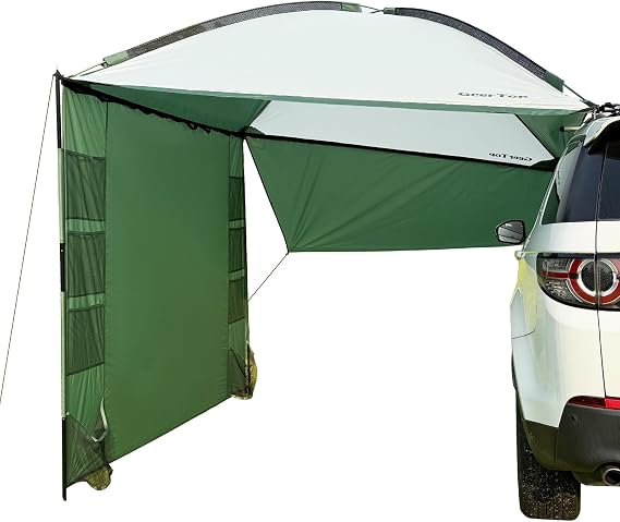 GEERTOP Car Side Awning for SUV, Portable Vehicle Shelter | Removable Privacy Wall, Quick Setup, Large Shade Coverage, Heavy-Duty Support, Universal Vehicle Fit