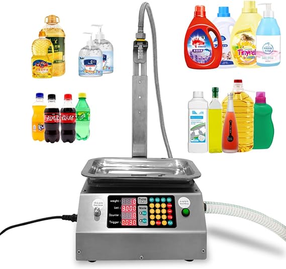 Automatic Liquid Weighing Filling Machine 30g-15kg Suitable for Filling Clear Thin Liquid, Water, Olive Oil, Drinks, Vinegar, Milk Ect, Max Flow Rate 17L/min, Liquid Quantitative Machine