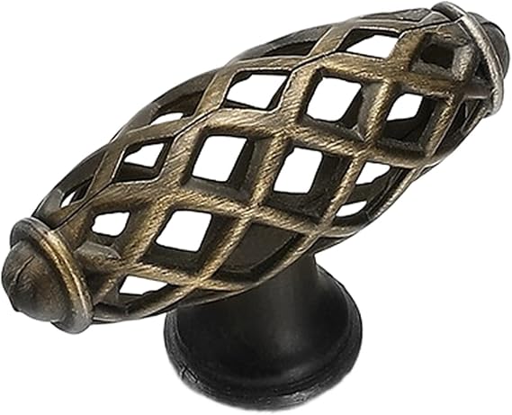 2Pcs Vintage Birdcage Cabinet Knobs Zinc Alloy Drawer Pulls Light Luxury Hollow Design Handles for Wardrobe Kitchen Furniture 6cm Gold(A)
