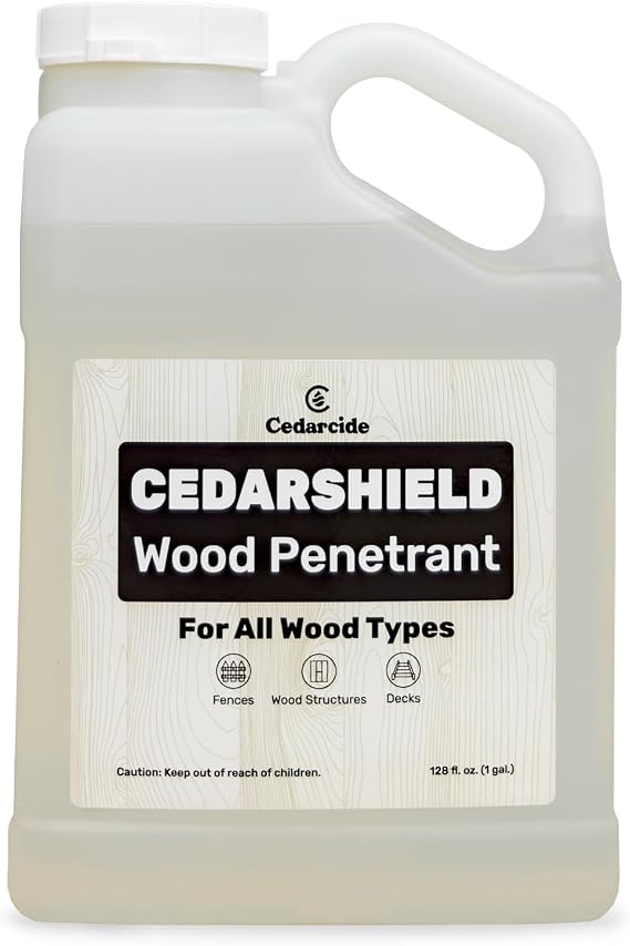Cedarcide Cedarshield | Non-Toxic Wood Treatment and Stabilizer | Protects Wood from Moisture and Decay | Gallon (128 Oz.)