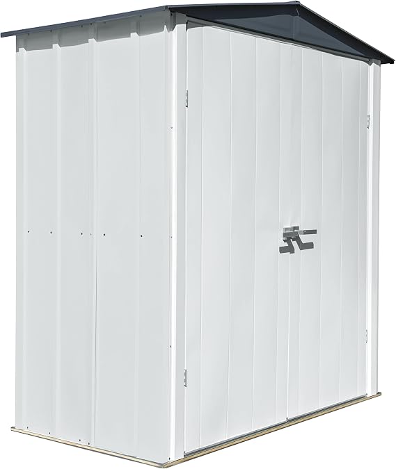 Arrow Shed Designed 6' x 3' x 6' Compact Outdoor Metal Backyard, Patio, and Garden Shed Kit, Flute Gray and Anthracite