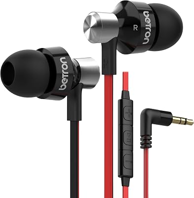 Betron DC950HI Earbuds with Microphone and Volume Control Noise Isolating Earphone Tips Wired in Ear Headphones Black