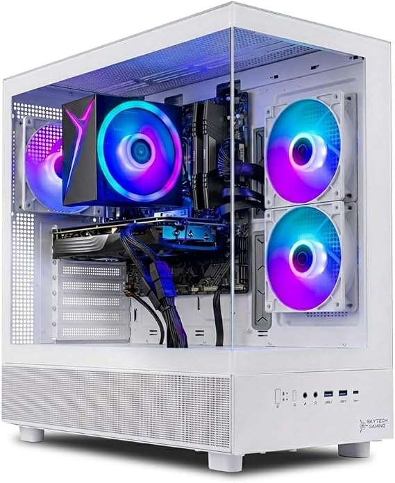 Skytech Gaming PC Azure 3, Ryzen 7, RX 9060 XT 8GB, 16GB RAM, 1TB SSD | | Windows 11, AMD 7700, AMD 9060XT 8GB, NVMe SSD, DDR5 6000, 650W GOLD PSU, Wi-Fi 5, Desktop