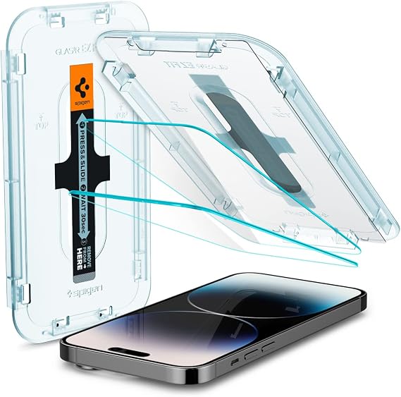 Spigen EZ Fit [2 Pack] Tempered Glass Screen Protector for iPhone 14 Pro