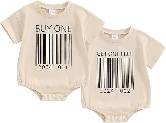 Baby Twins Matching Outfits Newborn Baby Boy Girl Letter Bubble Romper Short Sleeve T-Shirt Bodysuit Summer Clothes