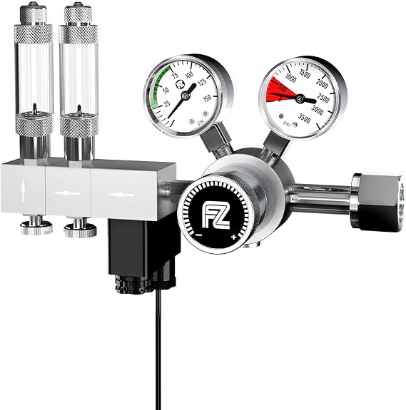 FZONE Pro Series Aquarium Two-Stage CO2 Regulator W21.8 Side Open