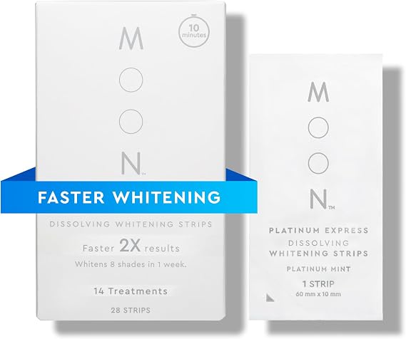 MOON Dissolving Teeth Whitening Strips, 28 Platinum Express White Strips