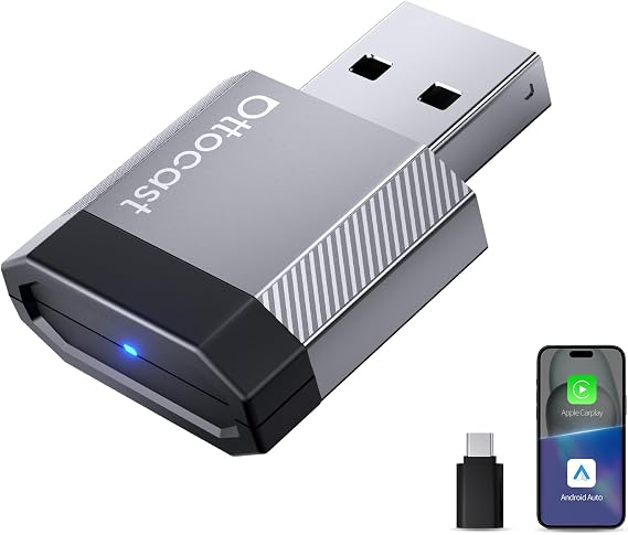OTTOCAST Mini Nova Wireless CarPlay & Android Auto Adapter, 2-in-1 Convert Wired to Wireless, Plug & Play, Fast Auto Reconnect, Compact Mini Design for iPhone iOS 10& Android 11+