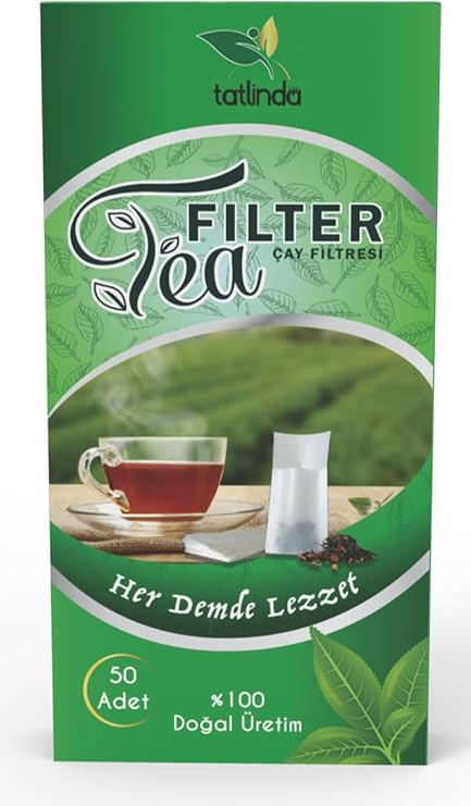 Tatlinda Filter Tea 50'li Büyük Boy L Doğal ağaç liflerinden üretilmiş Çay Filtresi Demleme Poşeti (200 Adet)