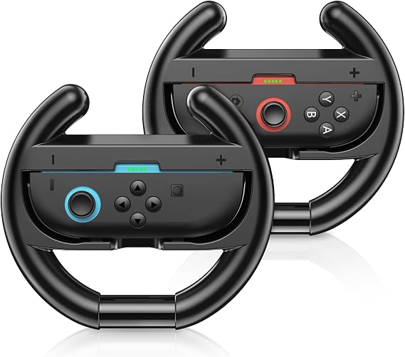 Switch Steering Wheels for Nintendo Switch 2 JoyCon Controllers, Switch 2 Racing Wheels for Mario Kart World/ 8 Deluxe, Switch Driving Wheel Grip for Joy-Con 2 Controller Accessories-Black (2 Pack)