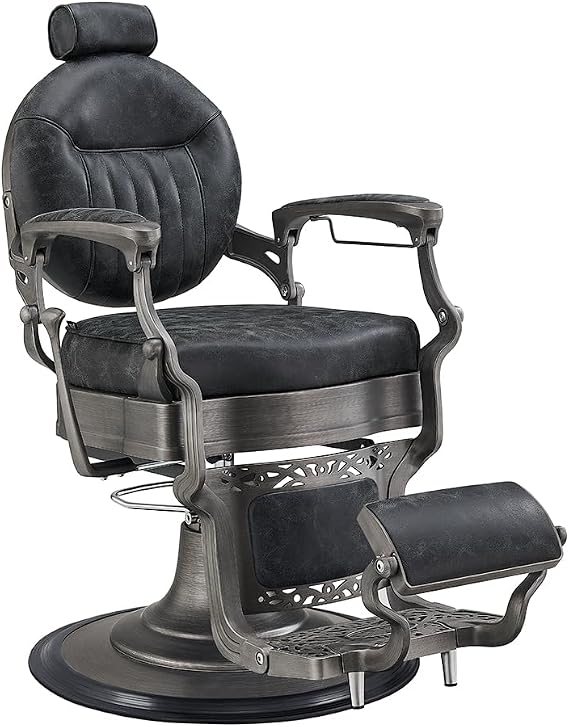 Dir Heavy Duty Barber Chair, Barbershop Chairs Kaiser II, Distressed Black
