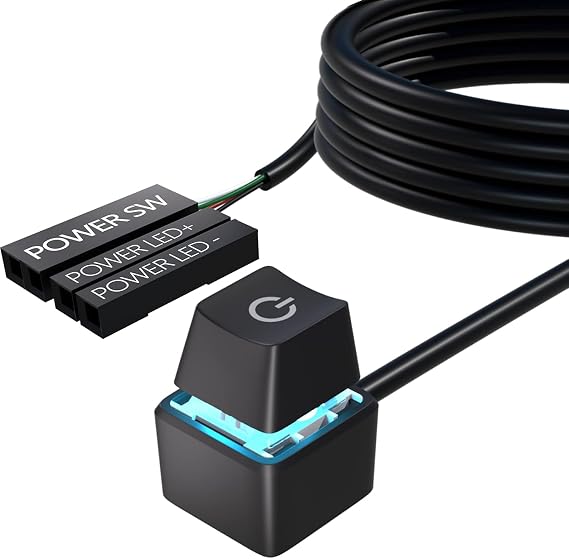 Oddtone PC Power Button, Desktop External Led Power Switch On/Off, 65 inch External PC Start Button Computer Case for Computer Motherboard | 65 inch Cable, On/Off Switch, External Start Button, Computer Motherboard Compatible