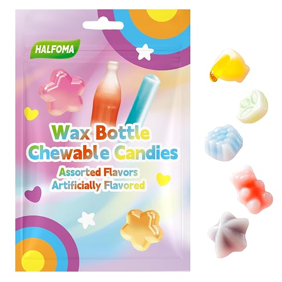 Wax Bottle Chewing Candy, Mixed with Various Fruit Flavors,32 Candies,60g