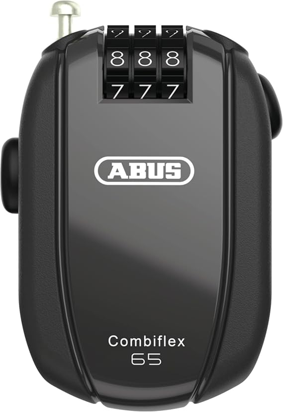 ABUS Combiflex Cable Lock - Lock for securing skis, Helmet, pram and Luggage - Trip 65-65 cm Long - 3 mm Thick - with Number Code - Black