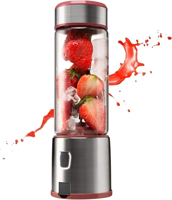 Buz Kırıcı Blender, 4 Adet Paslanmaz Çelik Bıçaklı Tasarım, Güçlü Buz Kırıcı Motor, 450 Ml Geniş Hazneli, Uzun Şarj Ömrü, Kolay Temizlenebilir, Şarjlı Mutfak Spor Diyet İçin Smoothie Blender