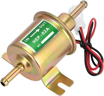 BESULEN Electric Fuel Pump, 12v Heavy Duty Low Pressure Fuel Transfer Pump, Universal Inline Gas Diesel Fuel Pump for Lawn Mower Carburetor Gas Diesel Engine, Car Tuning Accessories Golden