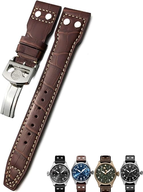 20mm 21mm 22mm Rivet Calfskin Leather Watch band Fit for IWC watch Big PILOT IW5009 SPITFIRE IW3777 Le Petit Prince Mark strap