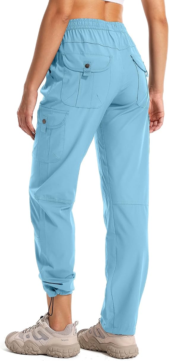 Womens Hiking Pants Quick Dry Lightweight UPF 50 Travel Golf Pants Work Camping Outdoor Cargo Pants Pockets #6095-Blue-XL, X-Large