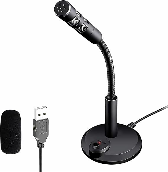 USB Bilgisayar Mikrofonu, Tak ve Çalıştır Masaüstü PC Dizüstü Bilgisayar Mikrofonu, Sessiz Düğme ve LED Göstergesi, Akış, Podcasting, Kayıt, Oyun, Skype, Mac veya Pencere için YouTube
