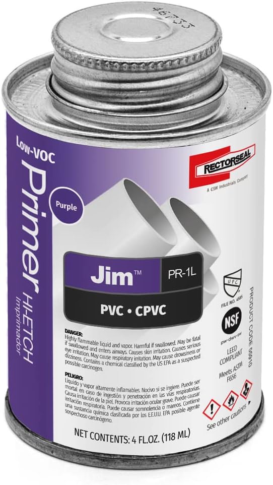 Rectorseal JIM PR-1L 55910 Low Primer, Fast Acting, Plumbing, 1/4 Pint
